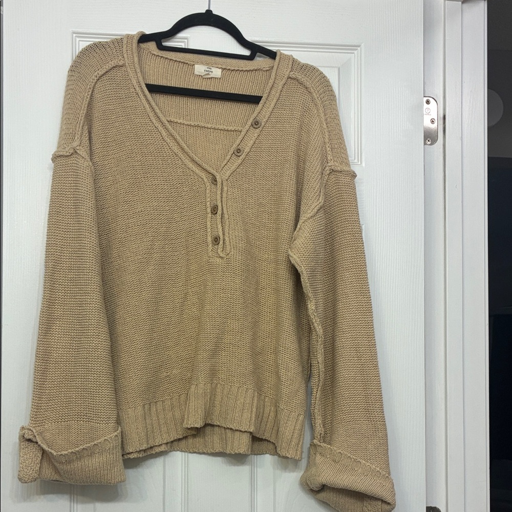 Entro Tan Off-the-Shoulder Sweater